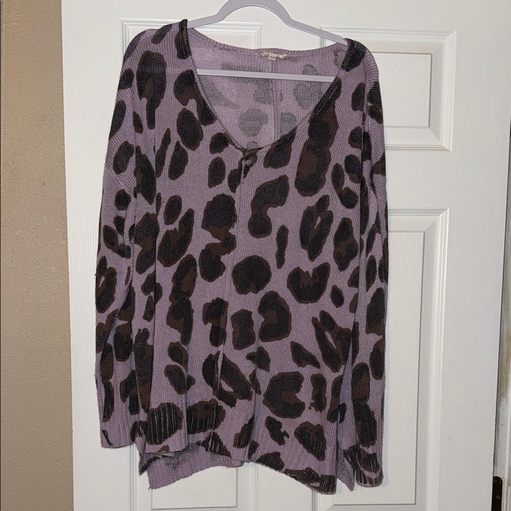 ODDY Purple and Black Leopard Print Tunic